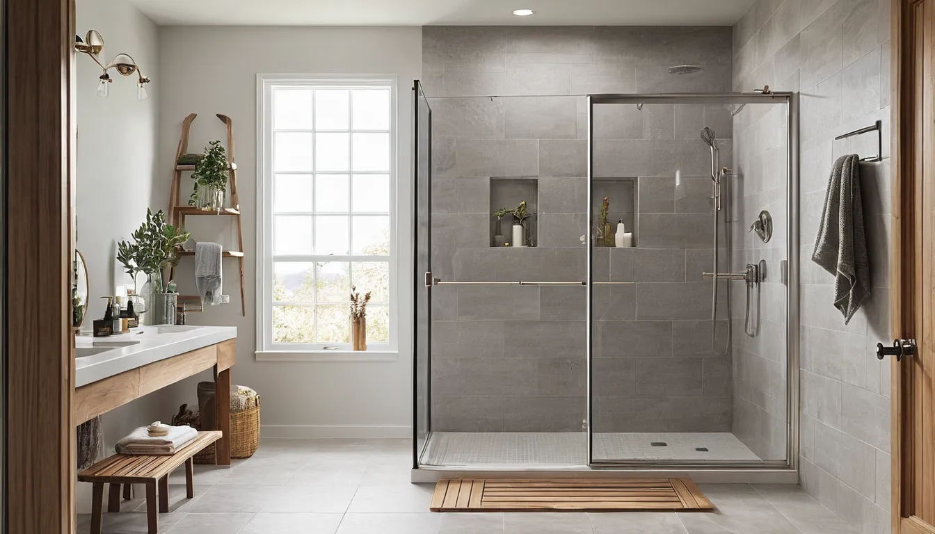 Newly converted low-entry walk-in shower with a seat and grab bar in a West Mifflin home bathroom